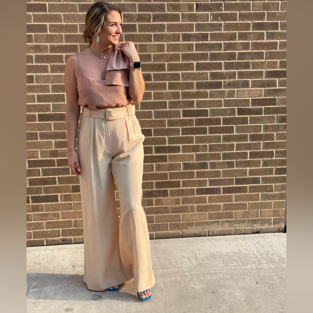 Gianni Bini x Jess Southern Lyocell/Linen “Tally” Wide Leg Pant in Khaki NEW - Picture 2 of 9